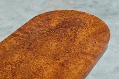 Distinct French Art Deco Burlwood Coffee Table with Carved Torsade Legs 1930s