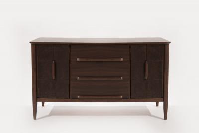 Distinctive Walnut Burl Wood Front Credenza 1950s