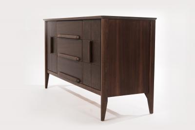 Distinctive Walnut Burl Wood Front Credenza 1950s