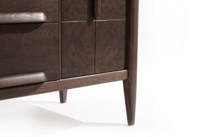 Distinctive Walnut Burl Wood Front Credenza 1950s