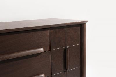 Distinctive Walnut Burl Wood Front Credenza 1950s