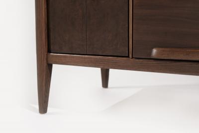 Distinctive Walnut Burl Wood Front Credenza 1950s