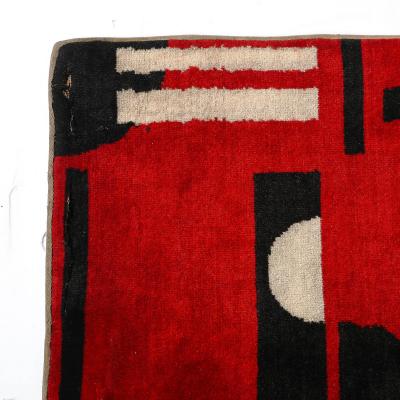 Documented Art Deco Machine Age Black White Red Cubist Tapestry