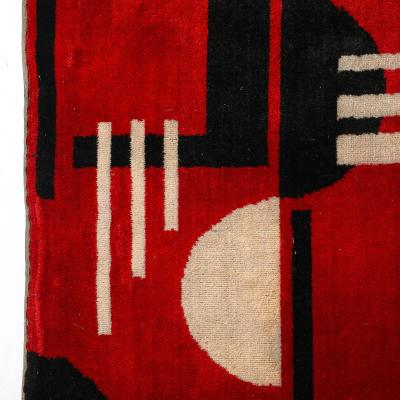 Documented Art Deco Machine Age Black White Red Cubist Tapestry