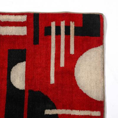 Documented Art Deco Machine Age Black White Red Cubist Tapestry
