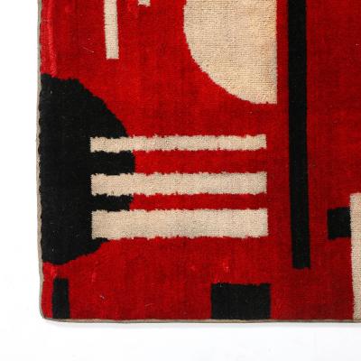 Documented Art Deco Machine Age Black White Red Cubist Tapestry