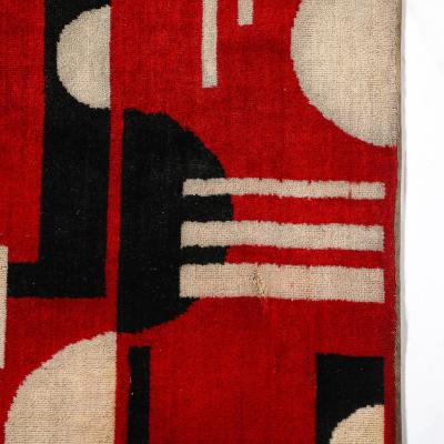 Documented Art Deco Machine Age Black White Red Cubist Tapestry