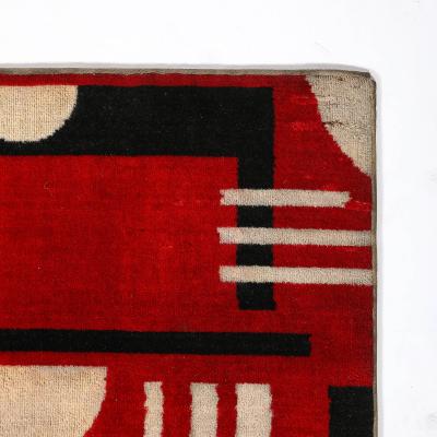 Documented Art Deco Machine Age Black White Red Cubist Tapestry