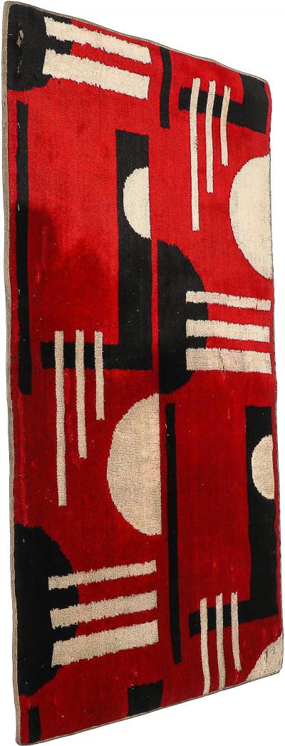 Documented Art Deco Machine Age Black White Red Cubist Tapestry