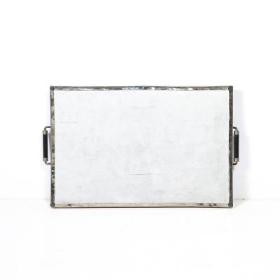 Documented Art Deco Spiral Cubist Eglomise White Cream Black Detailed Tray