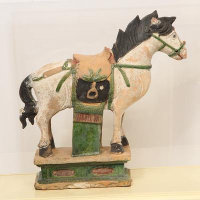 Documented Ming Era Sacai Glazed Pottery Figure of a Horse China with C O A 