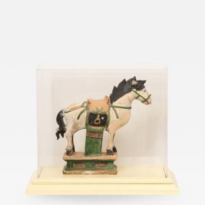 Documented Ming Era Sacai Glazed Pottery Figure of a Horse China with C O A 