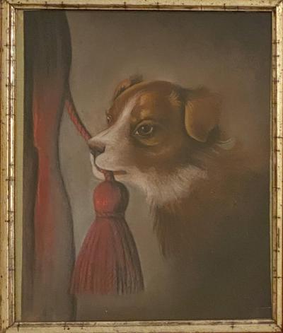 Dog Oil Painting American Circa 19th Century