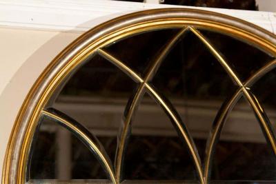 Domed Beveled Glass Detailed Beveled Wall or Console Mirror by La Barge