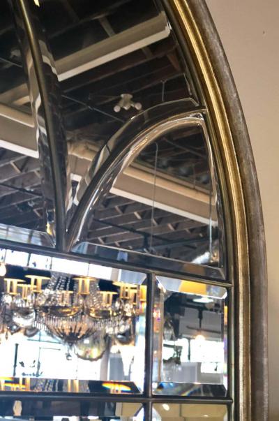 Domed Beveled Glass Detailed Beveled Wall or Console Mirror by La Barge