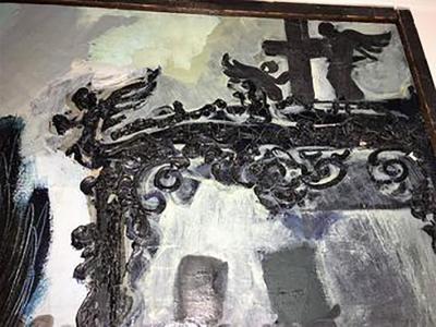 Domingo Barreres Signed Atmospheric Domingo Barreres Funeral Painting