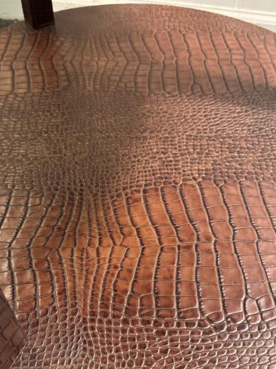 Dominic Chambon MODERN TWO TIER FAUX ALLIGATOR SIDE TABLE BY DOMINIC CHAMBON