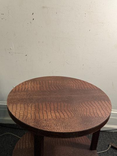 Dominic Chambon MODERN TWO TIER FAUX ALLIGATOR SIDE TABLE BY DOMINIC CHAMBON