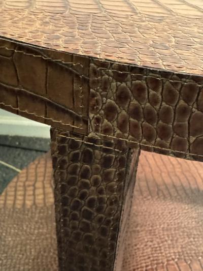 Dominic Chambon MODERN TWO TIER FAUX ALLIGATOR SIDE TABLE BY DOMINIC CHAMBON