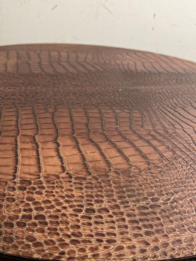Dominic Chambon MODERN TWO TIER FAUX ALLIGATOR SIDE TABLE BY DOMINIC CHAMBON