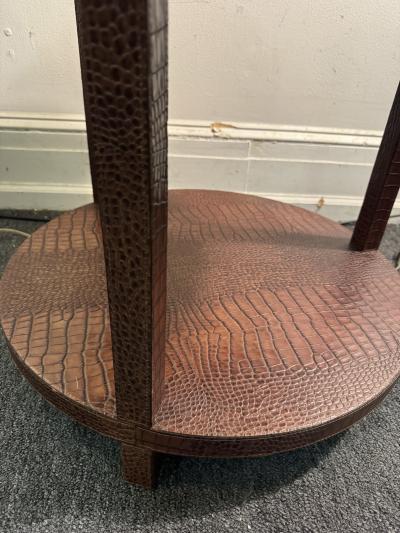 Dominic Chambon MODERN TWO TIER FAUX ALLIGATOR SIDE TABLE BY DOMINIC CHAMBON