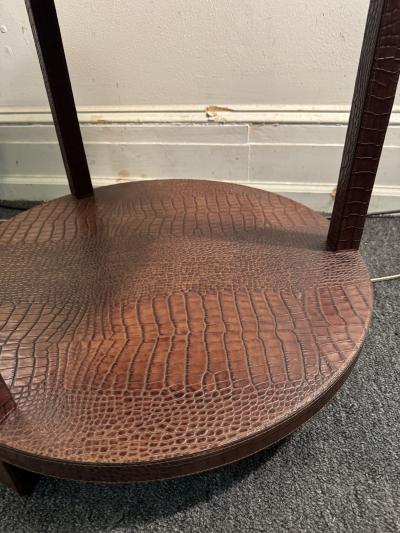 Dominic Chambon MODERN TWO TIER FAUX ALLIGATOR SIDE TABLE BY DOMINIC CHAMBON