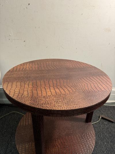 Dominic Chambon MODERN TWO TIER FAUX ALLIGATOR SIDE TABLE BY DOMINIC CHAMBON