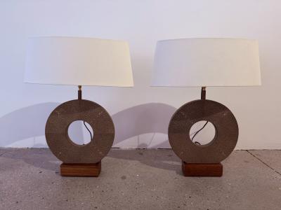 Dominic Chambon Pair of French 1980 Dominic Chambon Shagreen Table Lamps