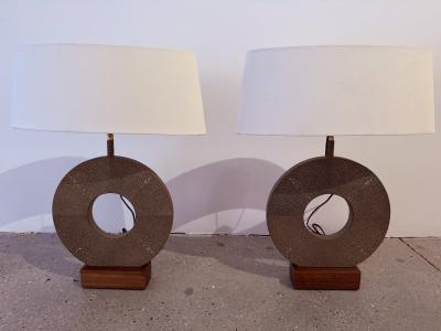 Dominic Chambon Pair of French 1980 Dominic Chambon Shagreen Table Lamps