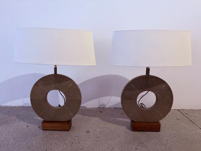 Dominic Chambon Pair of French 1980 Dominic Chambon Shagreen Table Lamps