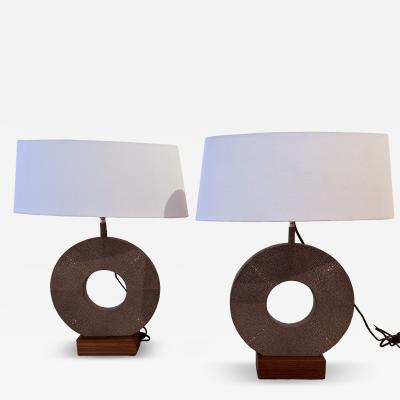 Dominic Chambon Pair of French 1980 Dominic Chambon Shagreen Table Lamps