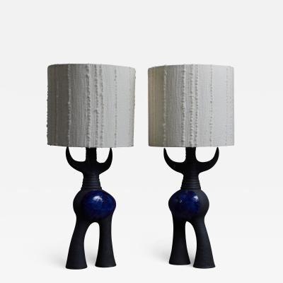 Dominique Pouchain Pair of Stunning Pascal Pouchain Ceramic Table Lamps