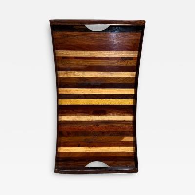 Don Shoemaker 1970s Mexico Bar Service Tray Exotic Wood Stripe by Don Shoemaker for Se al