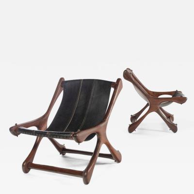 Don Shoemaker Don S Shoemaker Sloucher Rosewood and Leather Sling Chairs for Se al Furniture