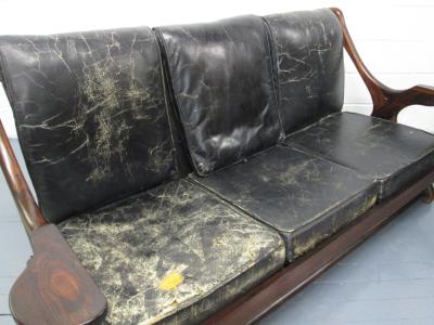 Don Shoemaker Don Shoemaker Leather Rosewood Sofa