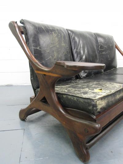 Don Shoemaker Don Shoemaker Leather Rosewood Sofa