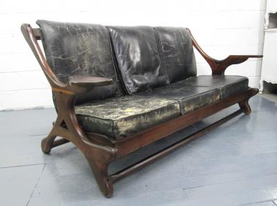 Don Shoemaker Don Shoemaker Leather Rosewood Sofa