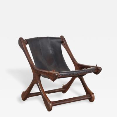 Don Shoemaker MID CENTURY MEXICAN DON SHOEMAKER ROSEWOOD BLACK LEATHER LOUNGE CHAIR