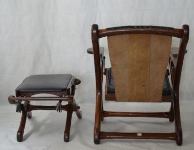 Don Shoemaker Original Don Shoemaker Sling Swinger Chair and Ottoman 1960s