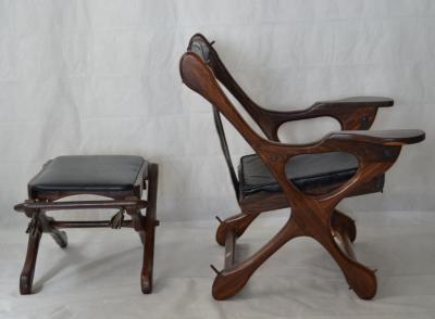 Don Shoemaker Original Don Shoemaker Sling Swinger Chair and Ottoman 1960s