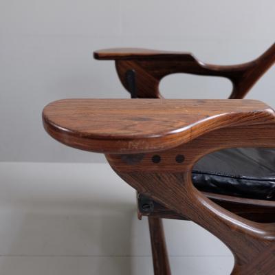 Don Shoemaker Pair of 1960s rosewood and leather Don Shoemaker swinger chairs Mexico