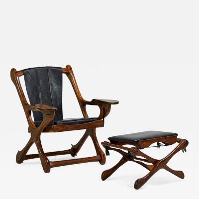 Don Shoemaker Rosewood and Leather Lounge Chair and Ottoman Don Shoemaker