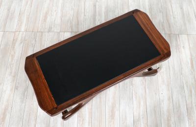 Don Shoemaker Sculpted Rosewood Leather Coffee Table for Se al Furniture