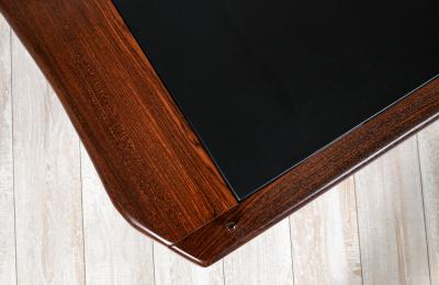 Don Shoemaker Sculpted Rosewood Leather Coffee Table for Se al Furniture
