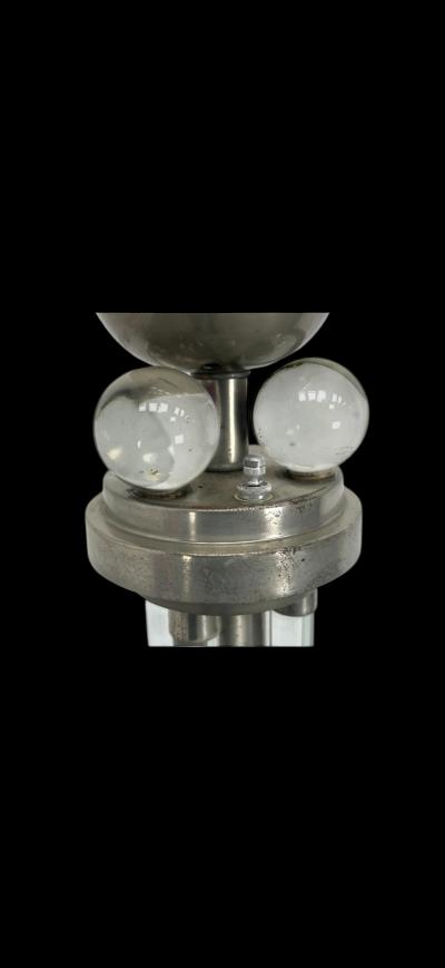 Donald Deskey ART DECO MODERNIST NICKELED BRONZE GLASS BALL GLASS ROD TORCHIERES