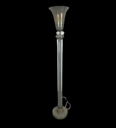 Donald Deskey ART DECO MODERNIST NICKELED BRONZE GLASS BALL GLASS ROD TORCHIERES