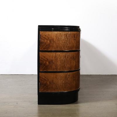 Donald Deskey Art Deco Bookmatched Burled Elm Black Lacquer Sideboard by Donald Deskey