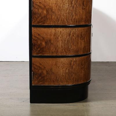 Donald Deskey Art Deco Bookmatched Burled Elm Black Lacquer Sideboard by Donald Deskey