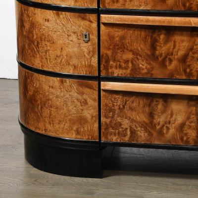 Donald Deskey Art Deco Bookmatched Burled Elm Black Lacquer Sideboard by Donald Deskey