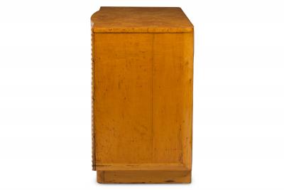Donald Deskey Art Deco Curved and Louvered Front Burled Birch and Bleached Walnut Chest